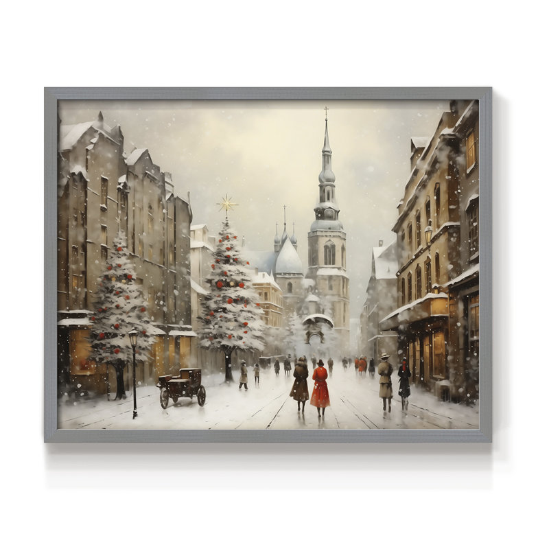 Chirstmas Art-CCCXLI -Framed Print - Restickable, H 16 po x l 20 po, Gris