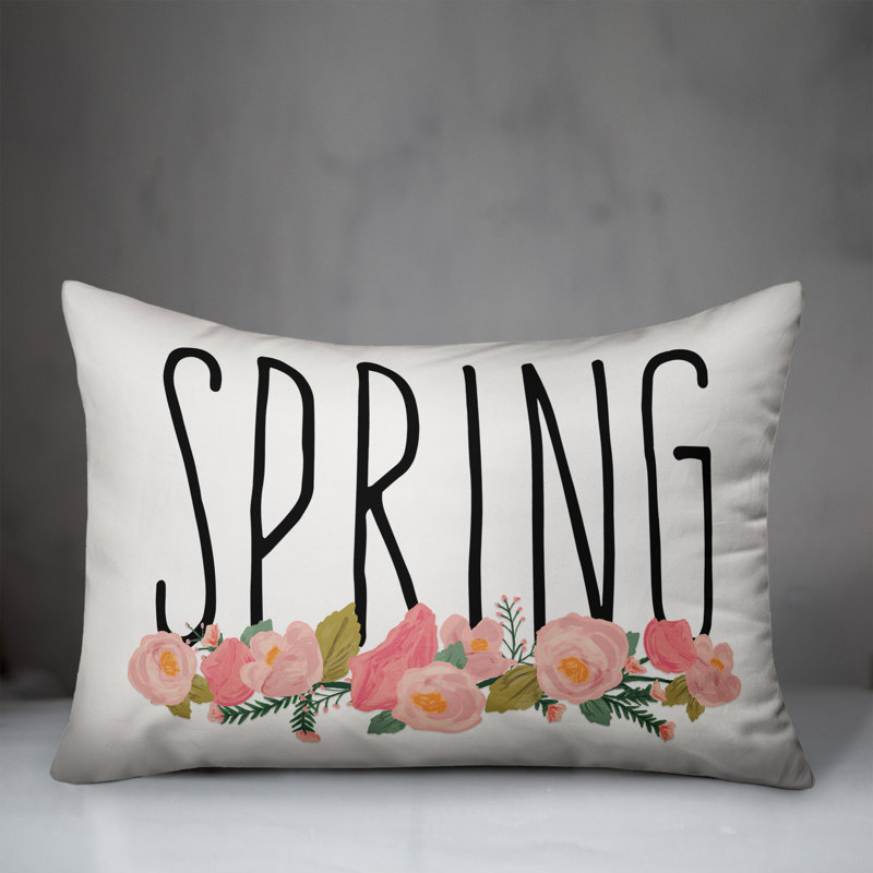 Spring Floral Rectangular Polyester Throw Pillow
