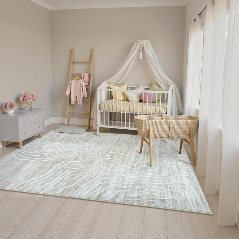 Modern Washable Area Rugs for Living Room Abstract Non-Slip Rugs for Bedroom, Carpet for Playroom, Rectangle 6' x 9'