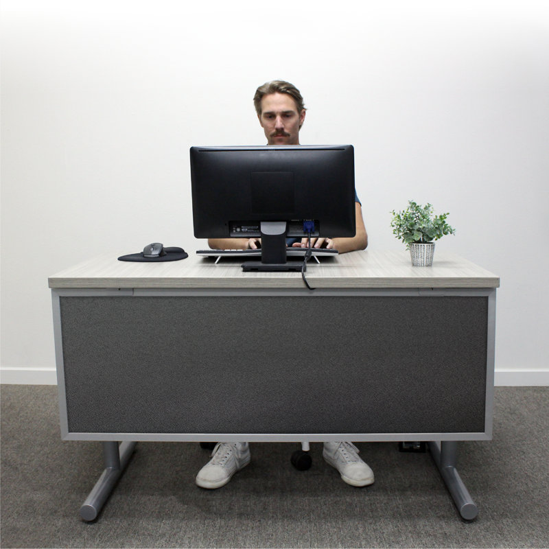 Panneau de modestie acoustique fixé au bureau, Ardoise, Aluminium, H 12 po x l 24 po x P 0,63 po