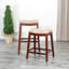 Tabouret de 30 po en cerisier, siège en cuir d'os pour un tabouret de cuisine élégant et attrayant - Confortable et design-12957367-12957365-12957366