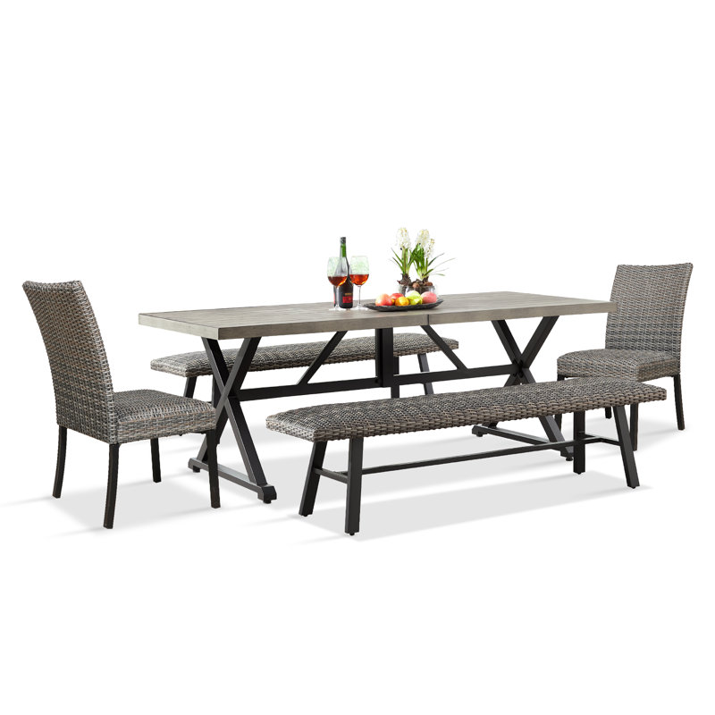 8 - Person Wicker Patio Dining Set with Rectangular Table
