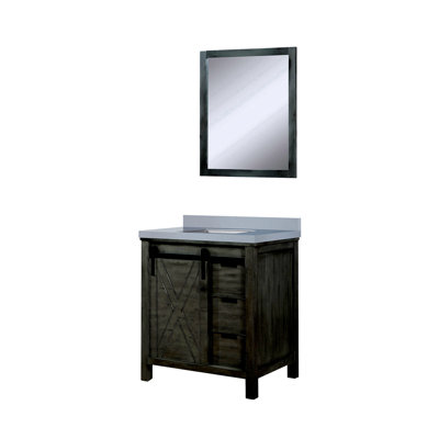 Ash Grey Bath Vanity 30 In. W X 22 In. D, White Quartz Countertop And 28 In. Mirror