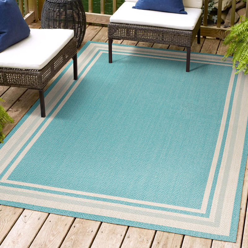 Tapis beige / beige intérieur / extérieur Hasad, Rectangle 7 pi 10 po x 10 pi