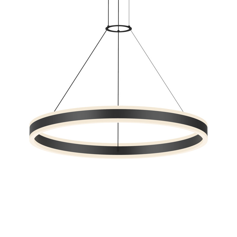 Double Corona 2-Light Satin Black Aluminum LED Chandelier
