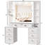 Meuble-lavabo pour femme avec lumières, miroir, 7 tiroirs, tabouret, luminaire - Accessoires de table réglables et alimentés