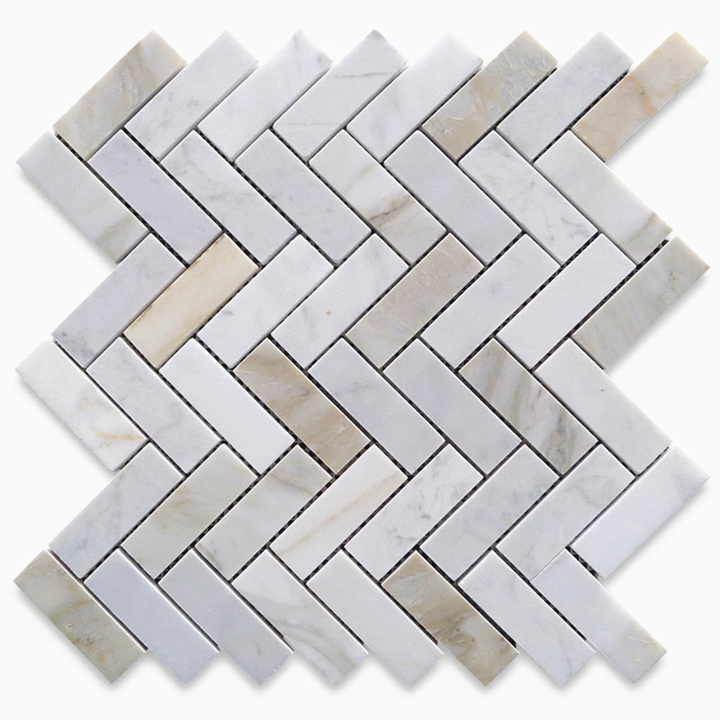 Calacatta 13" x 12" Marble Mosaic Tile, LIght Gray