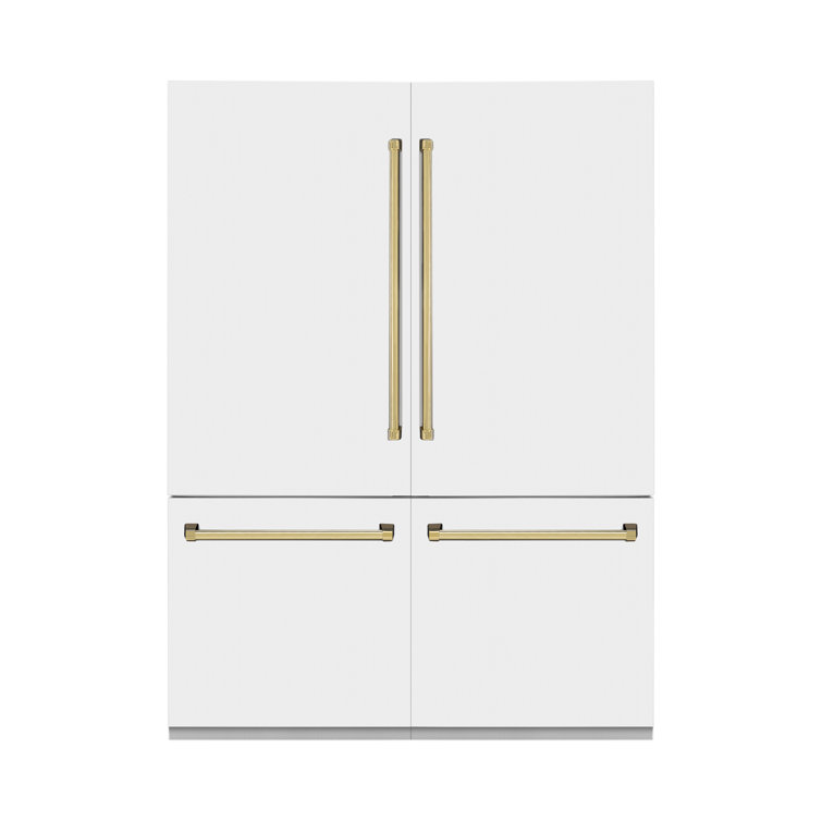 ZLINE Autograph Edition 60 in. 32.2 cu. ft. French Door Built-In Bottom Freezer Refrigerator with Water Dispensers and Ice Makers in Satin Stainless Steel