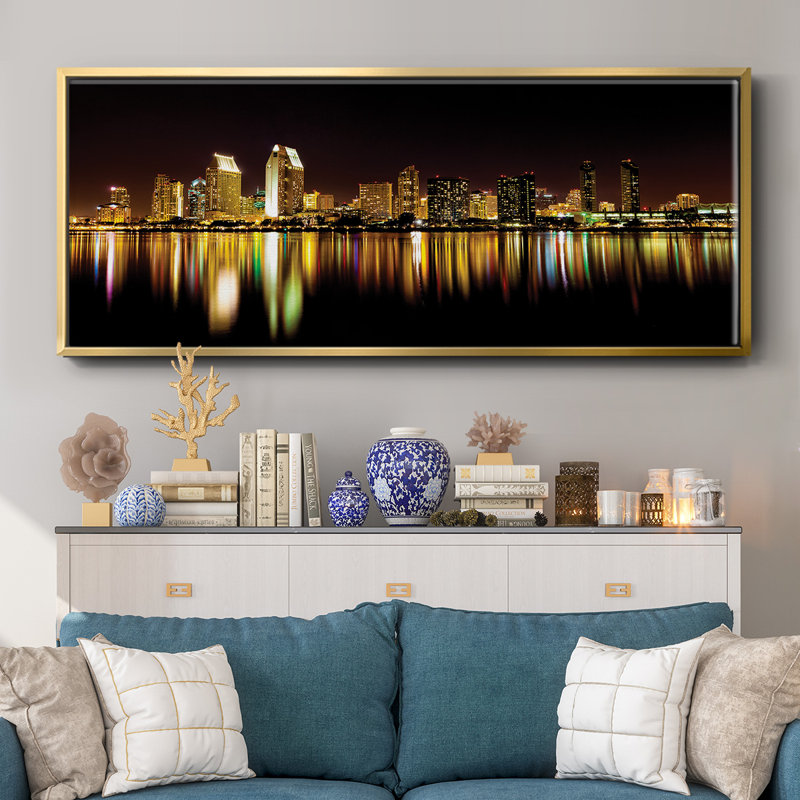 San Diego Skyline - toile encadrée, H 20 po x l 50 po