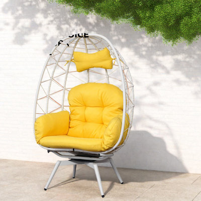 Swivel Patio Lounge Chairs, Steel Rattan Egg Chair For Home Patio