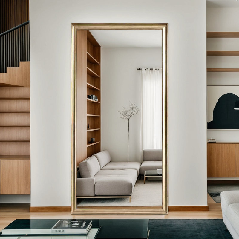 32*70Inch Full-Body Floor Mirror With Artificial Wood Frame, Elegant Design And Durability, A Must-Have For Bedrooms, Clothing Stores And Salons