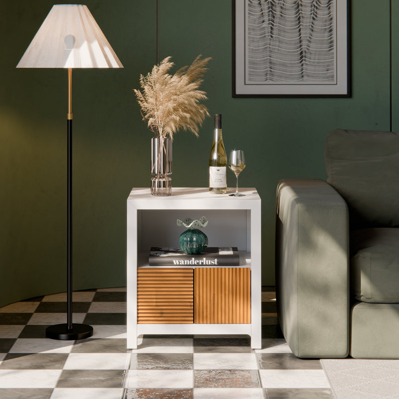 Vivian Jade 1 - Drawer Solid Wood Nightstand, White