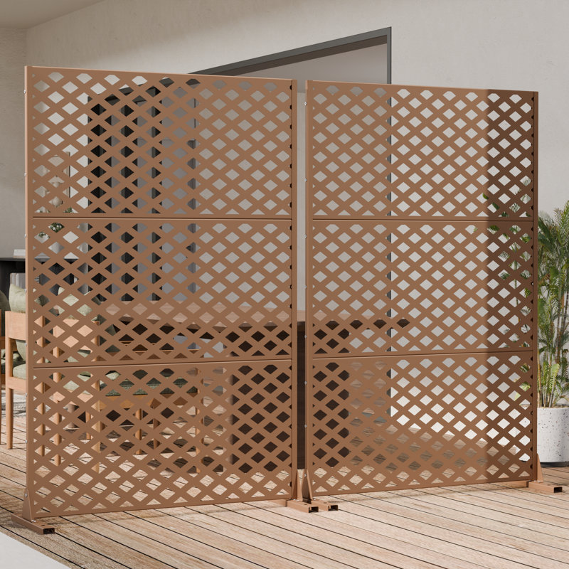 H 72 po x l 47 po x P 16 po avec écran d'intimité en métal et panneau de clôture en treillis pour terrasse, Brun