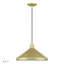 Luminaire suspendu en forme de cône doré 1 lumière avec accents en laiton poli et abat-jour en aluminium doré doux avec intérieur blanc-2051795163