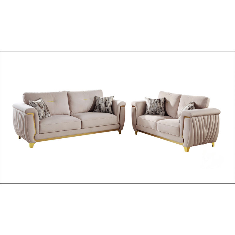 Ensemble de salon rembourré de style contemporain 2 pièces, Beige