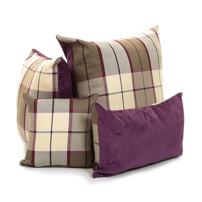 Chaisson Plaid Rectangular Cushion, Purple, 55cm x 55cm