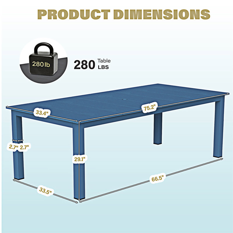 Table de salle à manger d'extérieur, Bleu très foncé