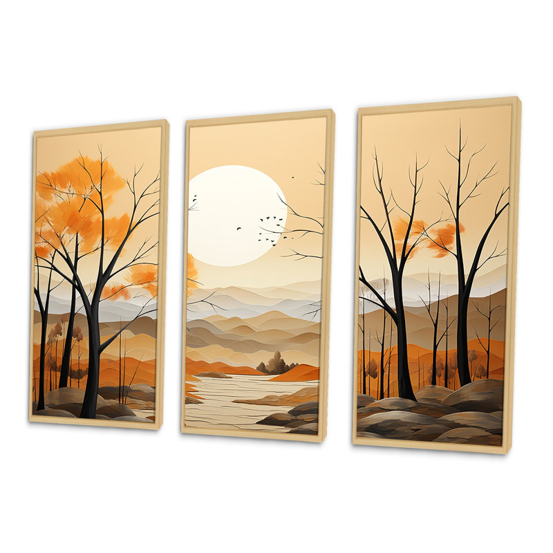 «Serene Autumn Lansdcape II - Minimalisme», ensemble de reproduction d'art mural, H 40 po x l 60 po x P 1 po