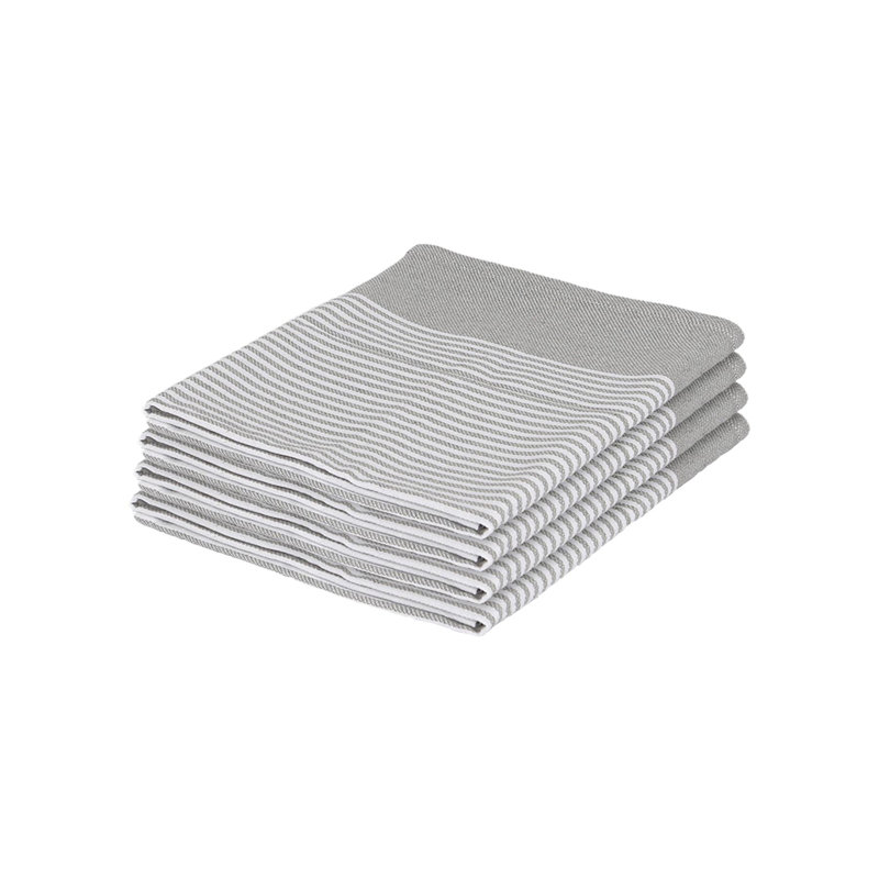 Cotton Stripe Tea Towel Kitchen Towel, Light Grey