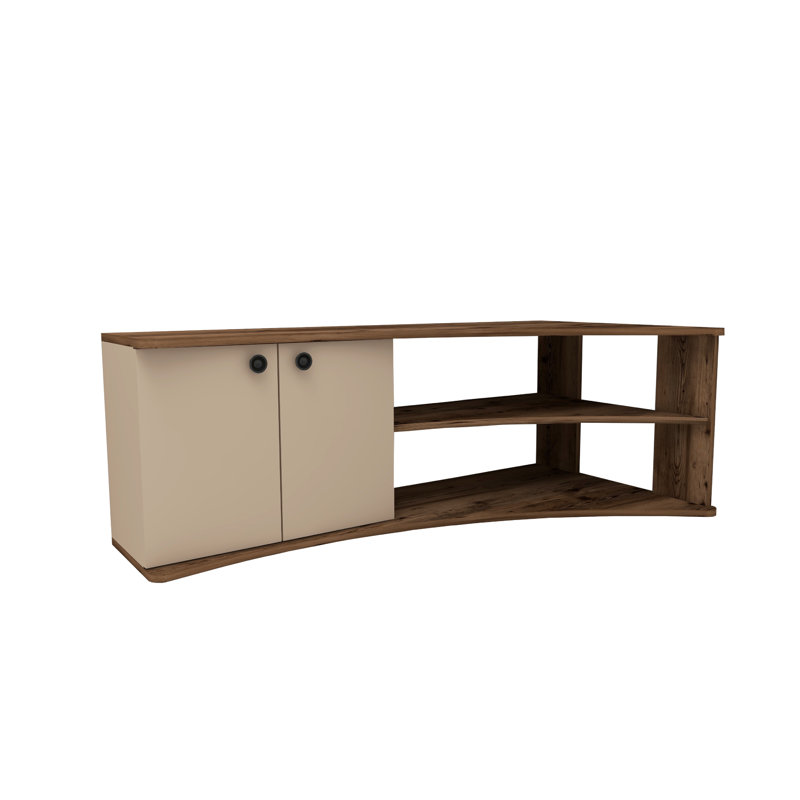 TV Stand with Shelves and Cabinet Dion, Light Walnut/Beige