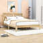 Queen Wood Bed with Rattan Headboard