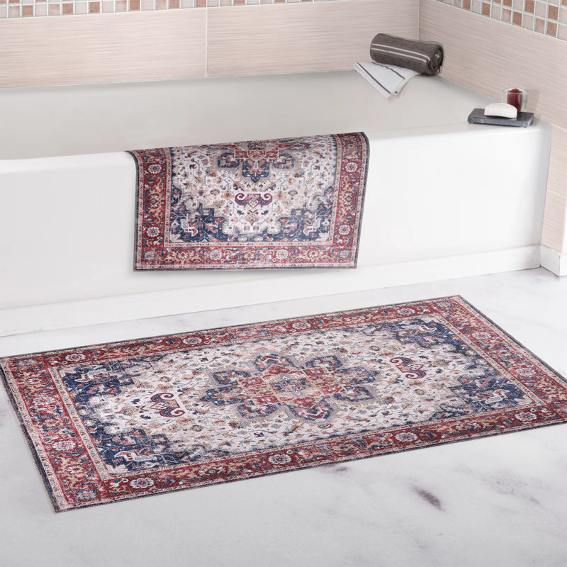 Vintage Look Cotton and Chenille Flatweave Area Rug, 200 cm round