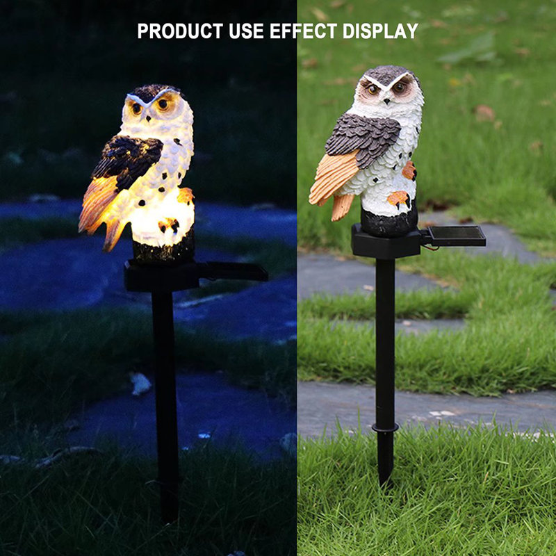 Éclairage solaire hibou de jardin, Brun
