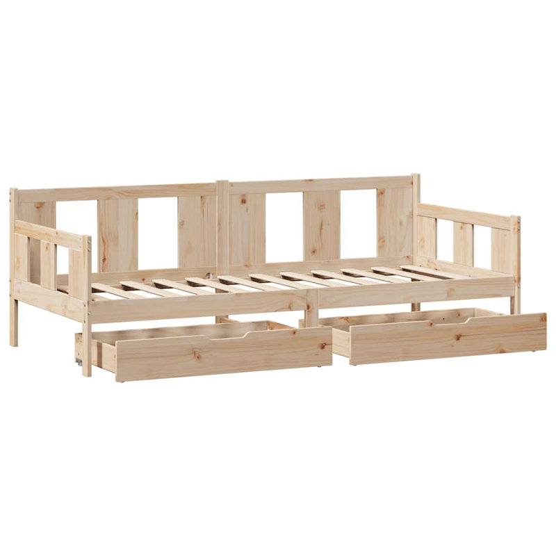 Daybed With Drawers Without Mattress Solid Wood, 96 x 193.5 cm