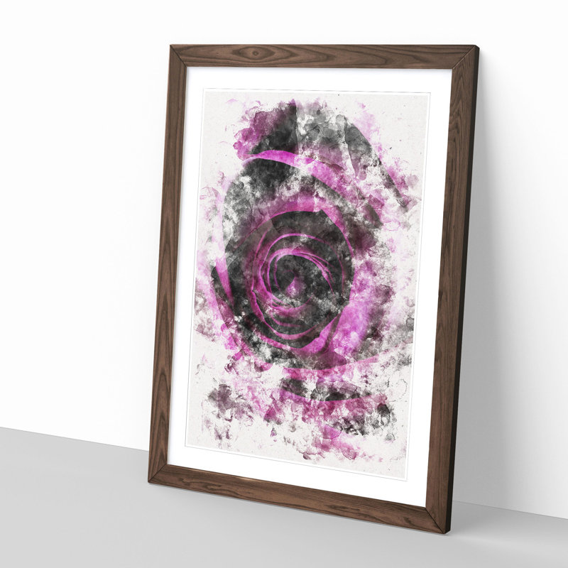 Striking Purple Rose - Picture Frame Graphic Art Print, 87cm H x 62cm W x 2cm D, Walnut Framed