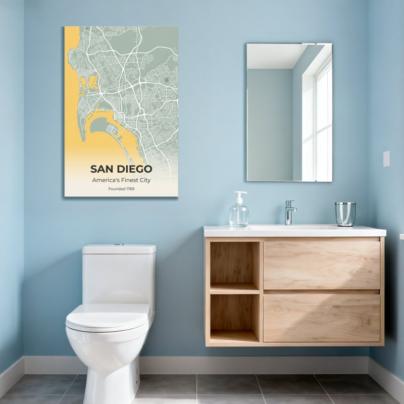 «Scenic & Cityscapes San Diego City Map», reproduction d'art, H 36 po x l 24 po