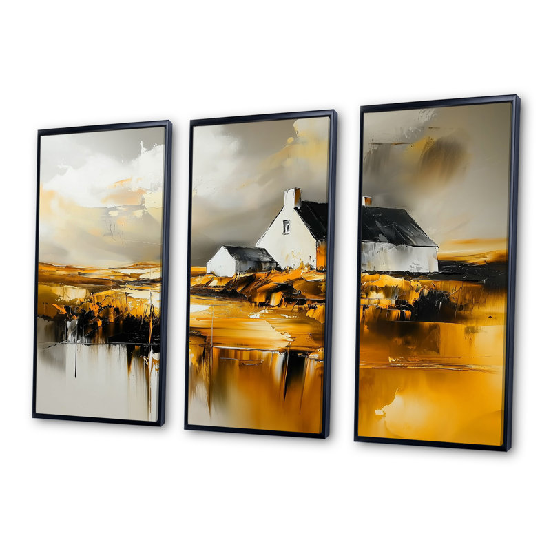 «Ireland Farmhouse S», impression d'art mural en Irlande, Toile avec cadre flottant noir, H 28 po x l 36 po x P 1 po