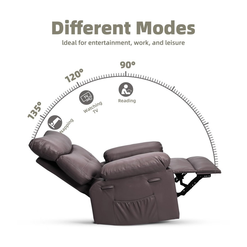 Fauteuil inclinable à bascule avec chaleur et massage, fauteuil surdimensionné manuel avec télécommande pour salon et chambre de bébé