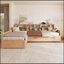 Lit de jour simple en L en forme de lit simple avec lit gigogne sous le lit et tiroir de rangement, cadre de lit d'angle polyvalent avec bibliothèques pour 3-2089755270