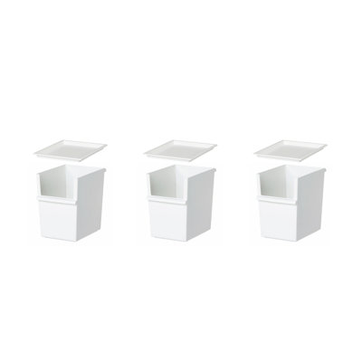 Like-it Plastic Container Storage Box Set with Lids White for Closet Pantry Set of 3