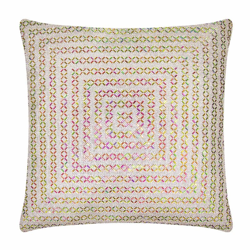 Sparkles Home Madison Avenue Throw Pillow | Rhinestone Crisscross Pattern | Velvet Backing | Feather-Filled, 20" x 20"