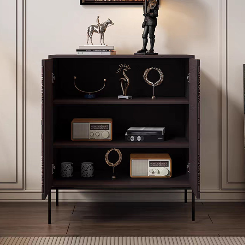 Armoire de rangement sculptée de style italien, H 35,43 po x l 39,37 po x P 15,75 po, Brun