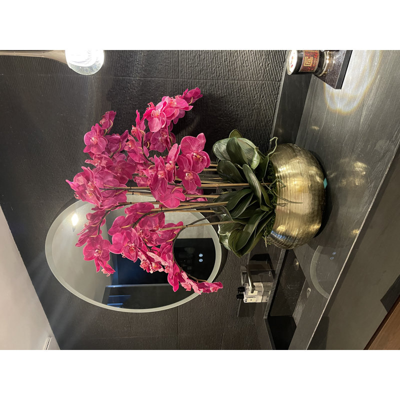 Orchid Faux Floral Arrangement in Vase, Pink