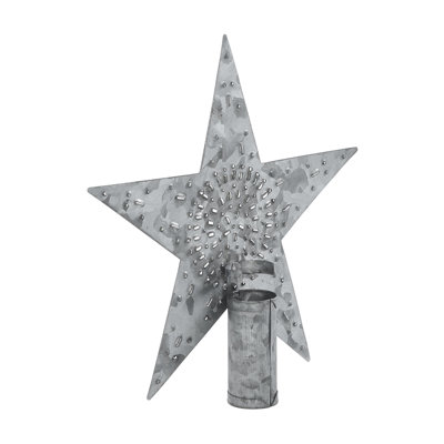 Punched Metal Star Tree Topper Barn 6.75x6.75x1
