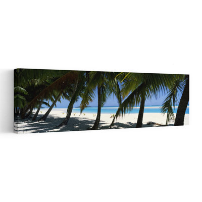 Palmiers sur la plage, Aitutaki, îles Cook, art contemporain de paysage de palmier abstrait