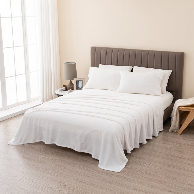 Ensembles de draps en velours ultra doux, Reine, Blanc hivernal