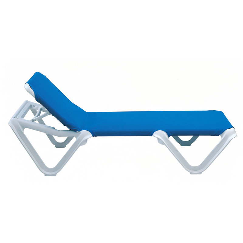Grosfillex Nautical 78" Long Reclining Chaise, Blue