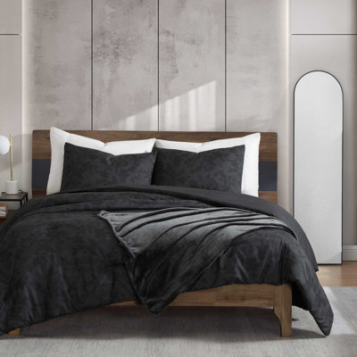 Kenneth Cole Silhouette Floral Charcoal Comforter Bonus Set