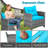 3 Pieces Outdoor Wicker Conversation Set With Tempered Glass Tabletop-1358813496