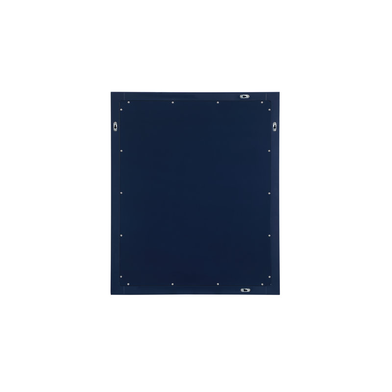 Rosenow Wood Flat Wall Mirror, Blue, 36'' H x 30'' W