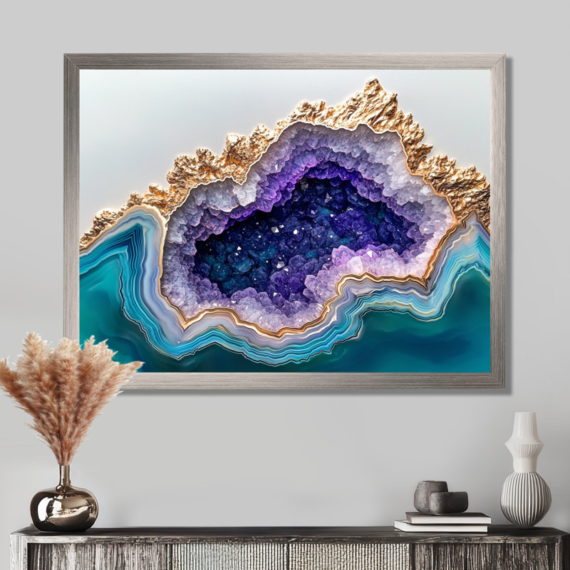 Agate Dream River VI - impression sur toile Geode Stone, H 16 po x l 32 po, Reproduction encadrée d'une seule photo sans pass