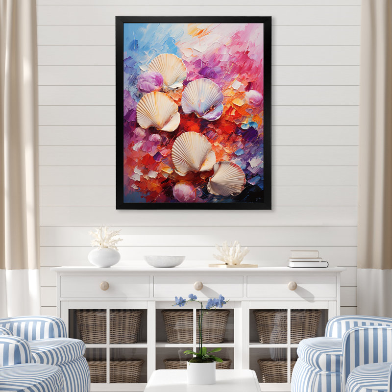 «Seashells Wonders On The Coast I», reproduction sur toile, Cadre simple noir, H 32 po x l 24 po x P 1 po