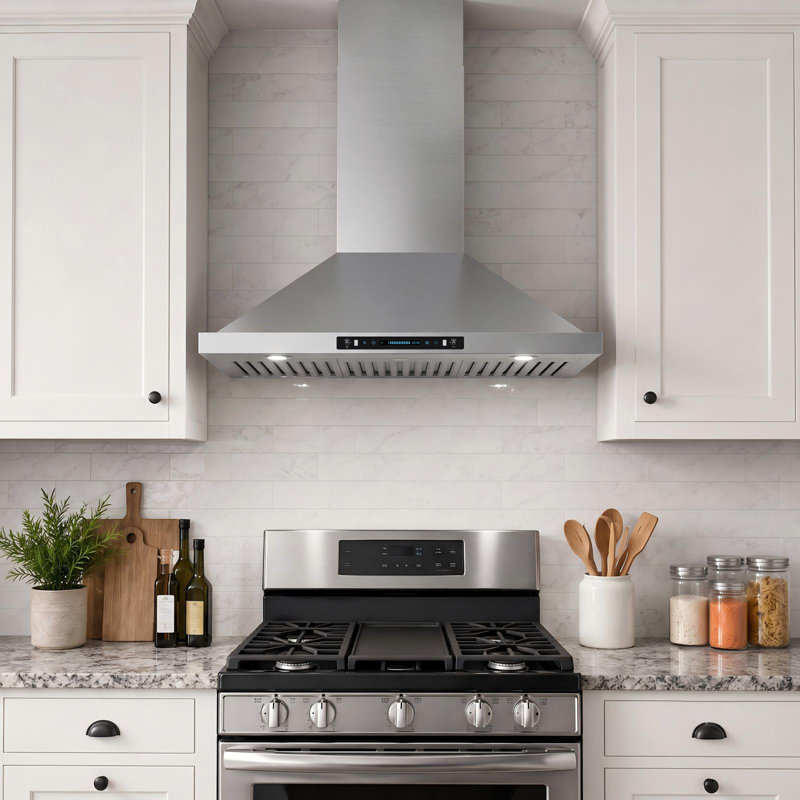 36 po Hotte de cuisine murale convertible 900 CFM en acier inoxydable avec 4 vitesses, geste et télécommande, 36"
