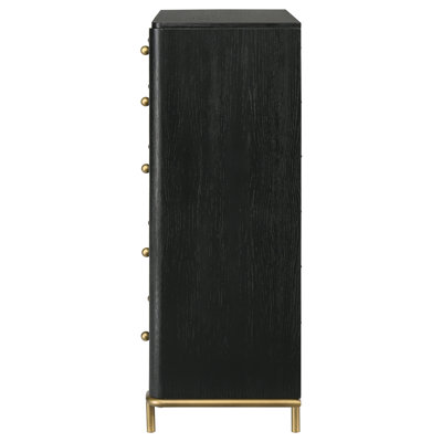 Commode de chambre à 5 tiroirs Kevin - noir
