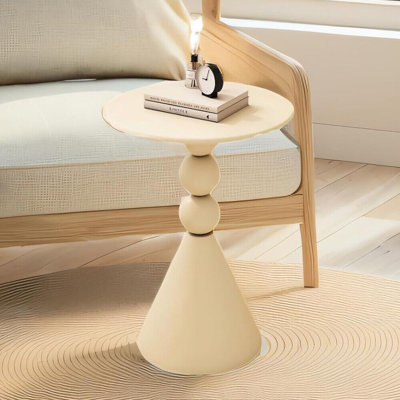 24in Metal End Table Matte Round Side Table Small Nightstand Pedestal Table Home