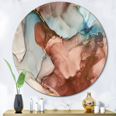 Brown Luxury Abstract Fluid Art XIII - Modern Metal Circle Wall Art East Urban Home Size: 29 H x 29 W x 1 D